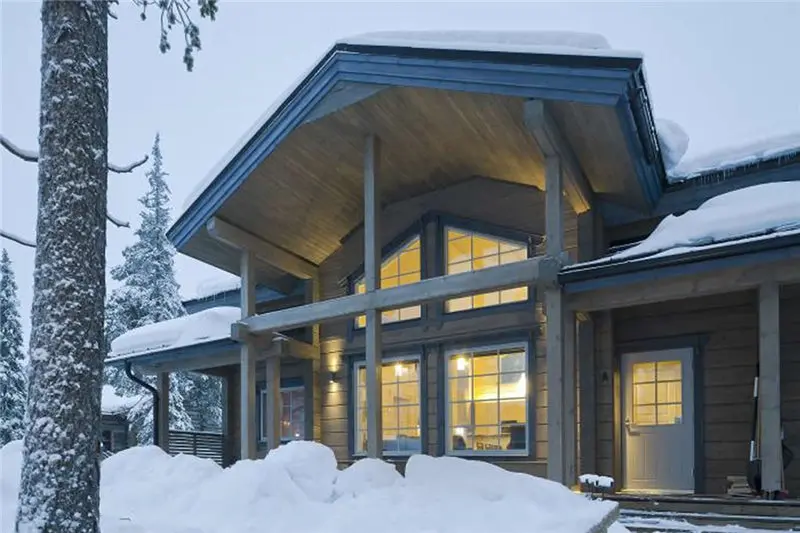 
Timber frame wooden house with big windows log home low cost woodhouse 