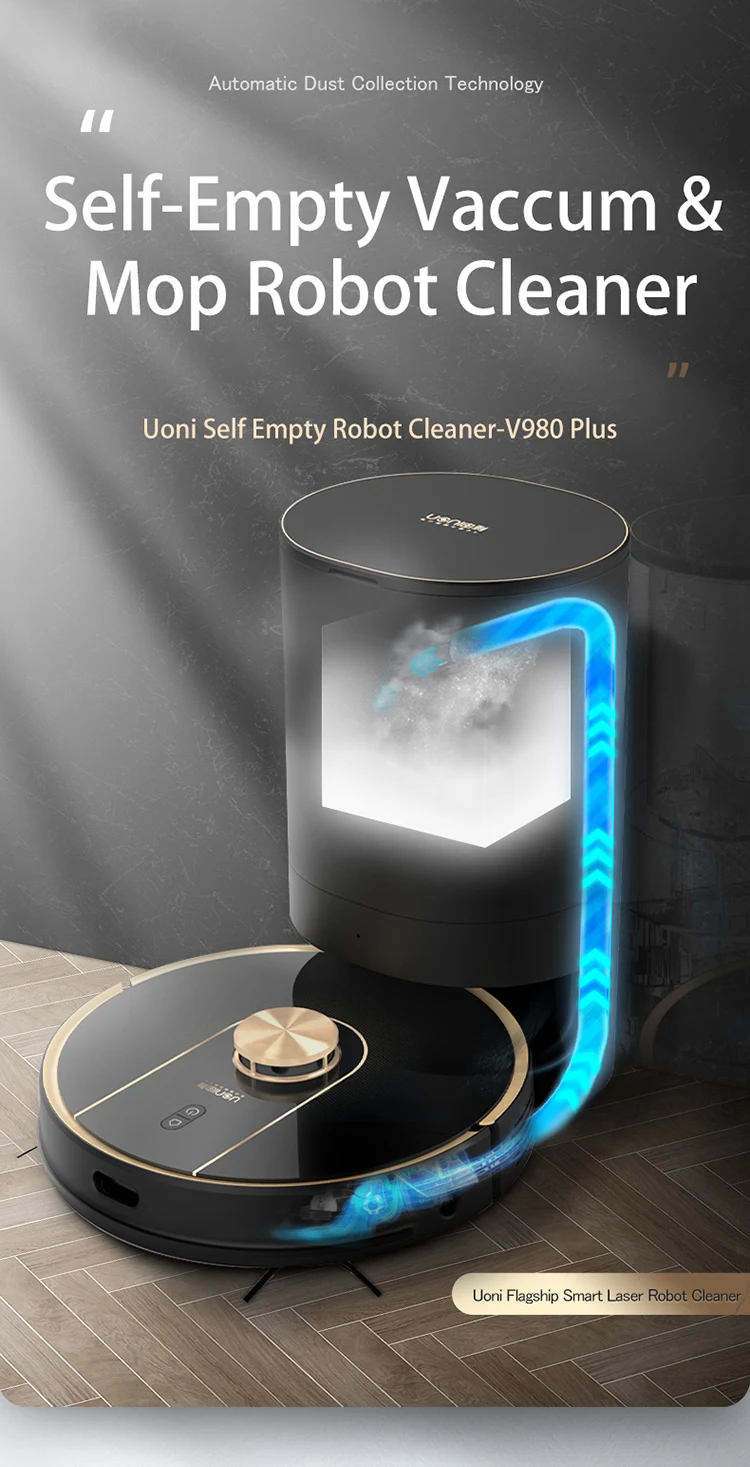 Uoni V980 Plus Self- Emptying Aspiradora Robot Vacuum Robot Aspirador Mopping Smart Home Robot Vacuum Cleaner