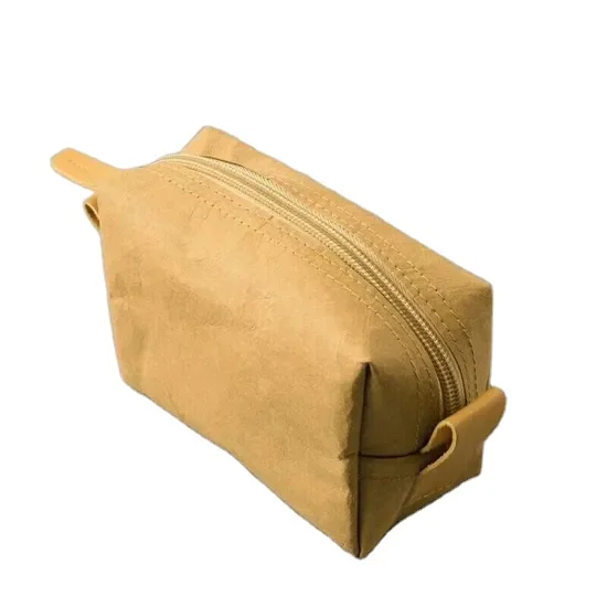 Custom Wear-Resistant Vintage Washed Kraft Brown DuPont Paper Tyvek Bag With Zipper