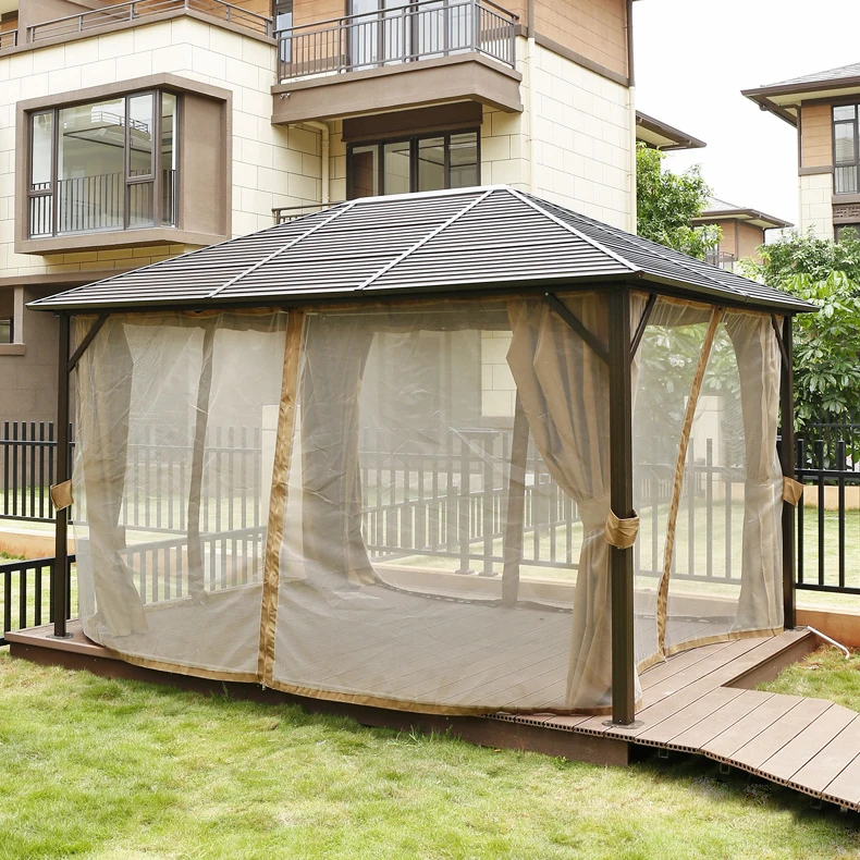 Against the rain and sun patio house hard top Galvanized garden outdoor gazebos with Mosquito nets and rags