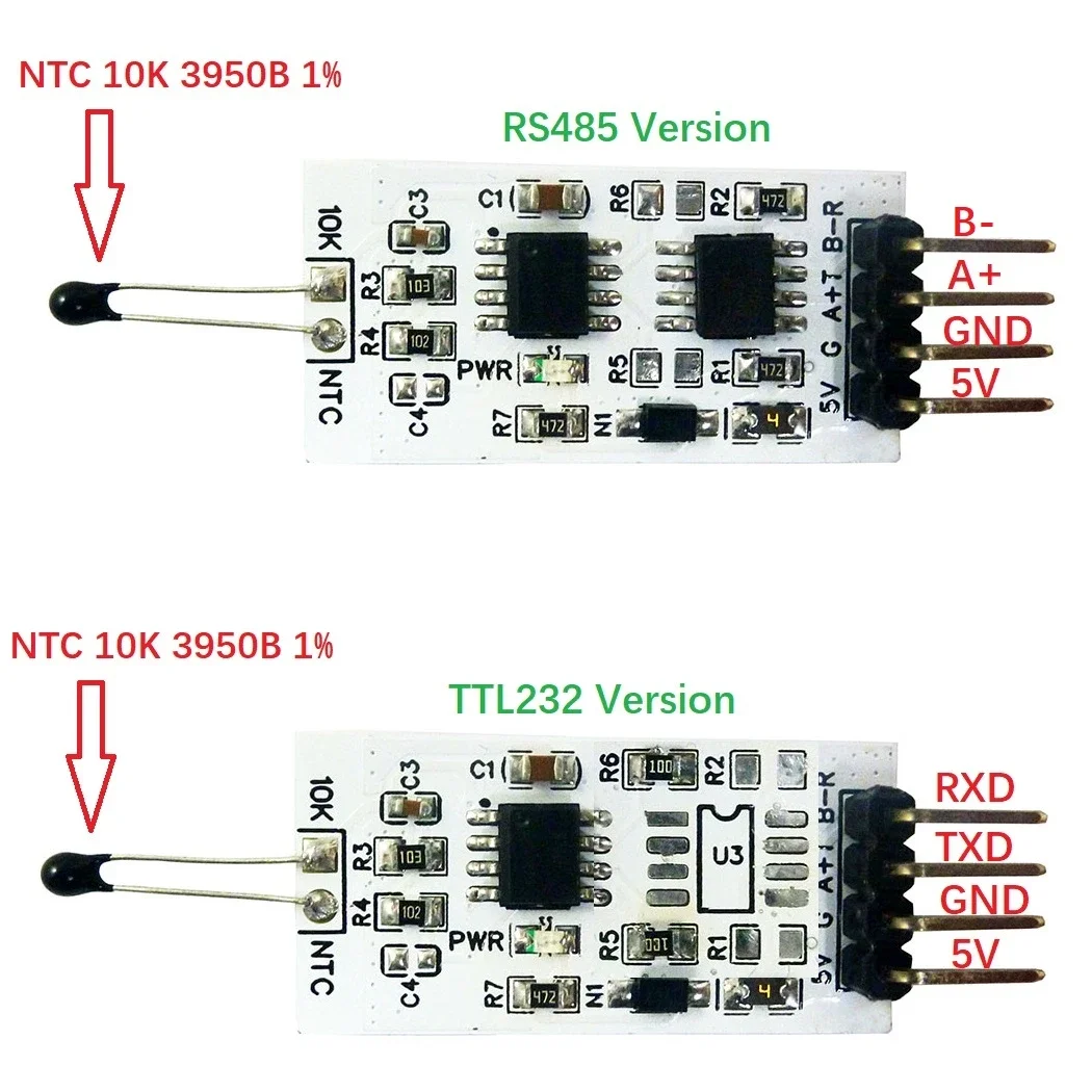 NT38D01 TTL232 Temperature Acquisition Collector Module to 10K 3950 NTC Thermistor Resistor Replace DS18B20 PT100