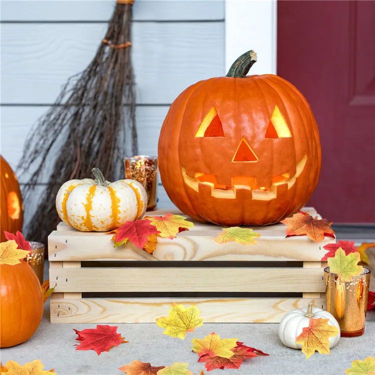 A-225 500PCS Artificial Fabric Silk Maple Leaf Mixed Fakes Lifelike Autumn Leaf for Halloween Party Festival Table Decorations