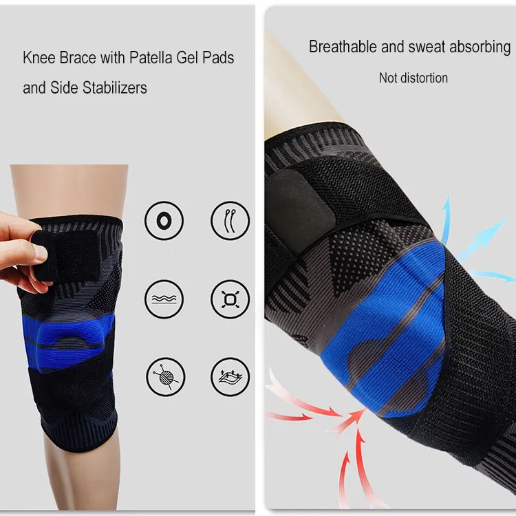 High Quality Adjustable Football For Toddlers Breathable Basketball Nylon Compression Sleeve Knee Brace With Patella Gel Pads