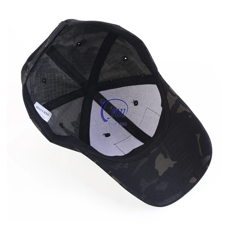 Custom LOGO 65%Polyester 35%Cotton Outdoor Training Fishing Shading Camo Adjustable Tactical Baseball Cap For Men and Women