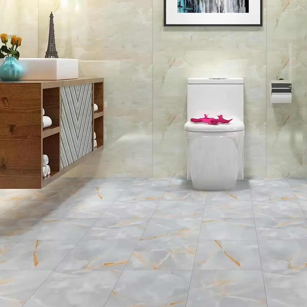 Luxury SPC Stone Plastic Composite PVC Wood Floor Tiles Peel and Stick Click Installation Hollow Deck WPC Co-Extrusion