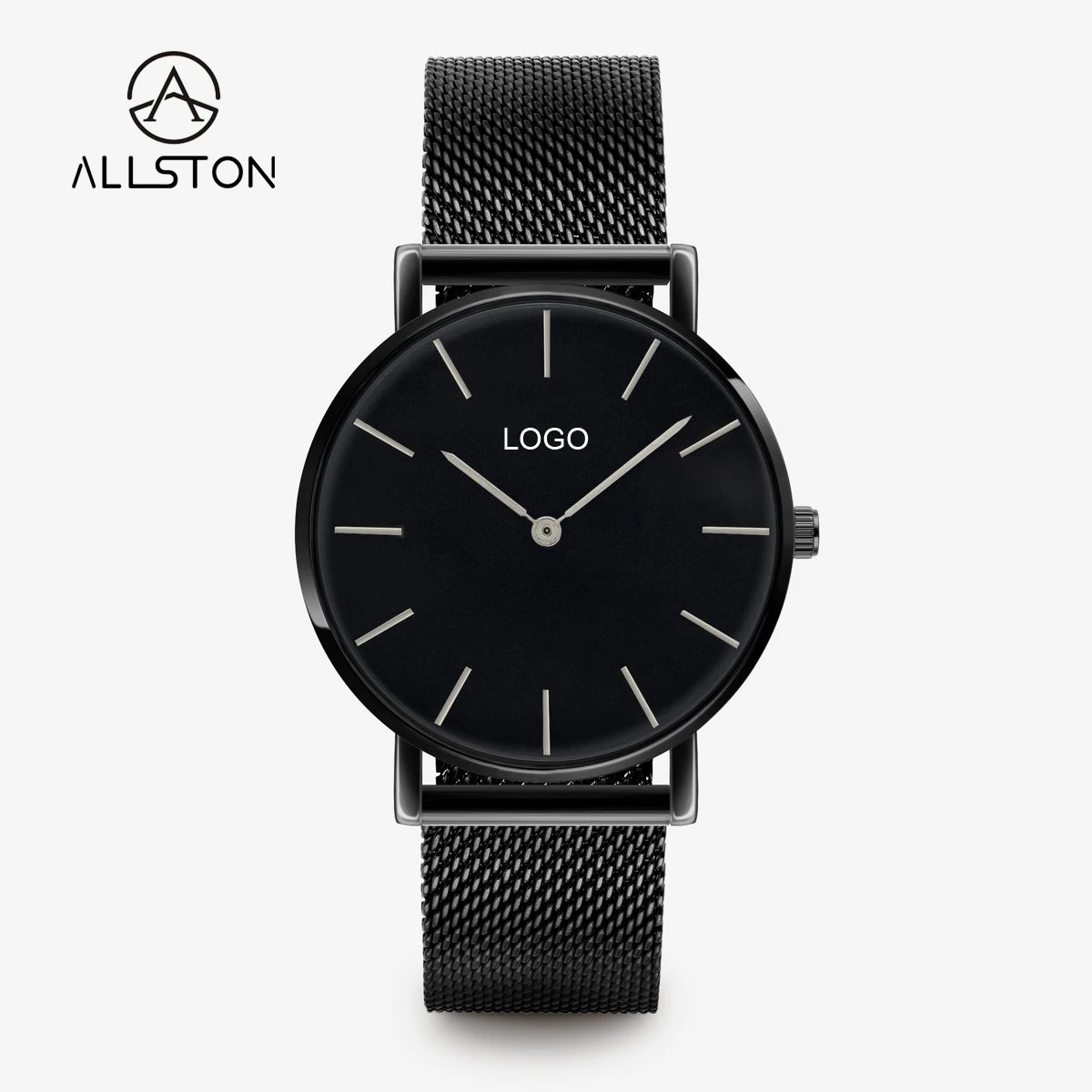 Лучшая цена Роскошные мужские часы с индивидуальным логотипом женские унисекс японский водонепроницаемый ремешок из нержавеющей стали