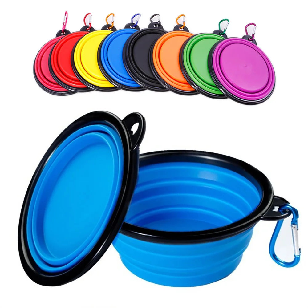 Foldable Pet Dog Cat Feeding Bowl Portable Camping Silicone Folding Bowl Water Food Dish Collapsible Dog Bowl