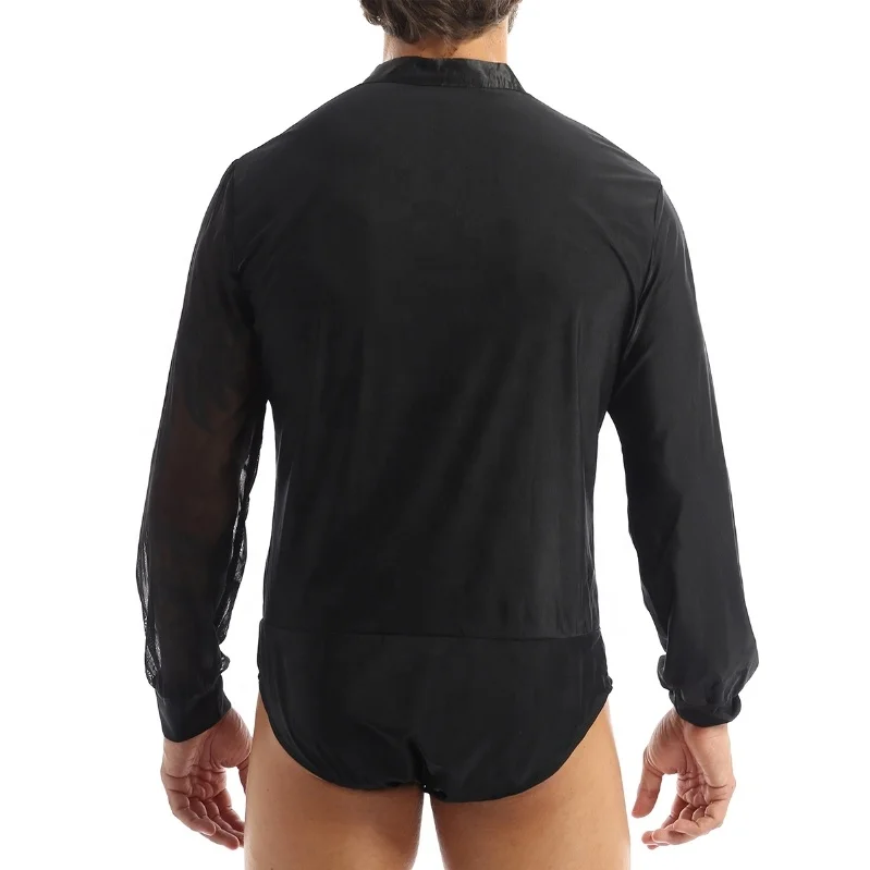
Men Adults V-neck Side Shiny Rhinestones Long Sleeve Ballroom Latin Tango Rumba Dance Shirt Leotard Bodysuit Shirt Tops 
