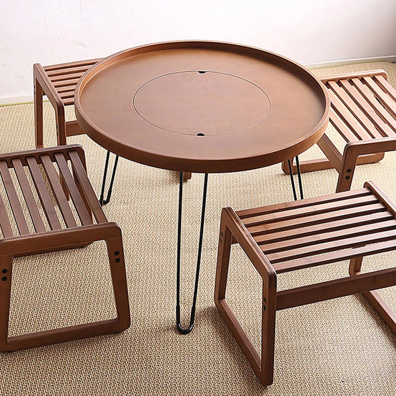 2024 New Solid Wood Coffee Tables Living Room Home Small Apartment Simple Modern solid wood Coffee Table Round Coffee Table