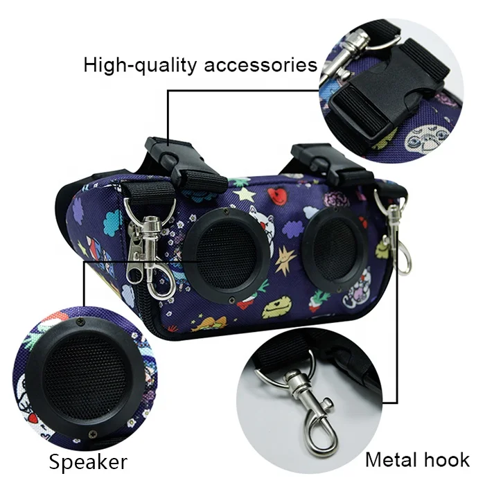 Custom Full Printing Hip Pouch Bag Waist Fanny Pack With Speaker Radio