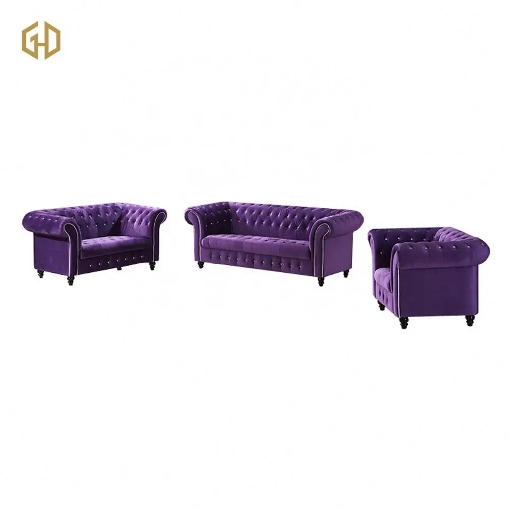 Modern Tufted Velvet Fabric Living Room Sofa Set