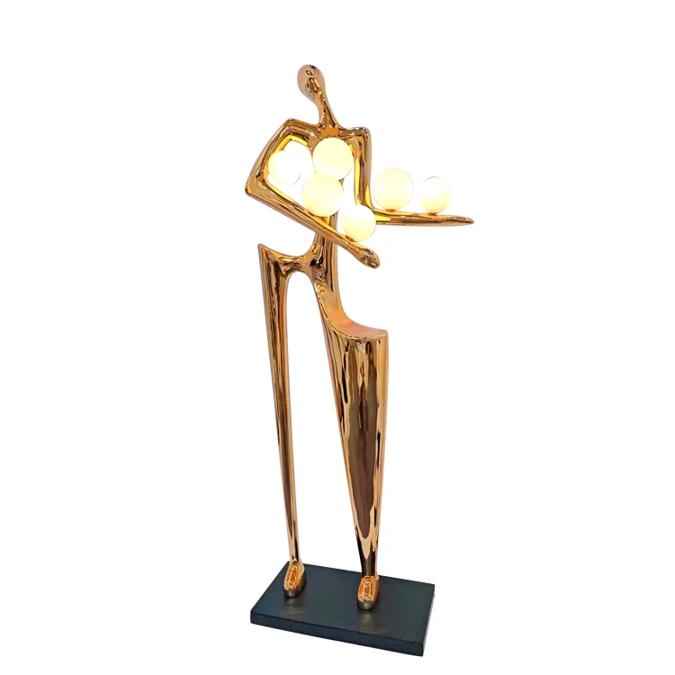 Indoor Resin Black Sculpture People Floor Lamp Creative Art Human Body Sculpture Corner Standing Lamp