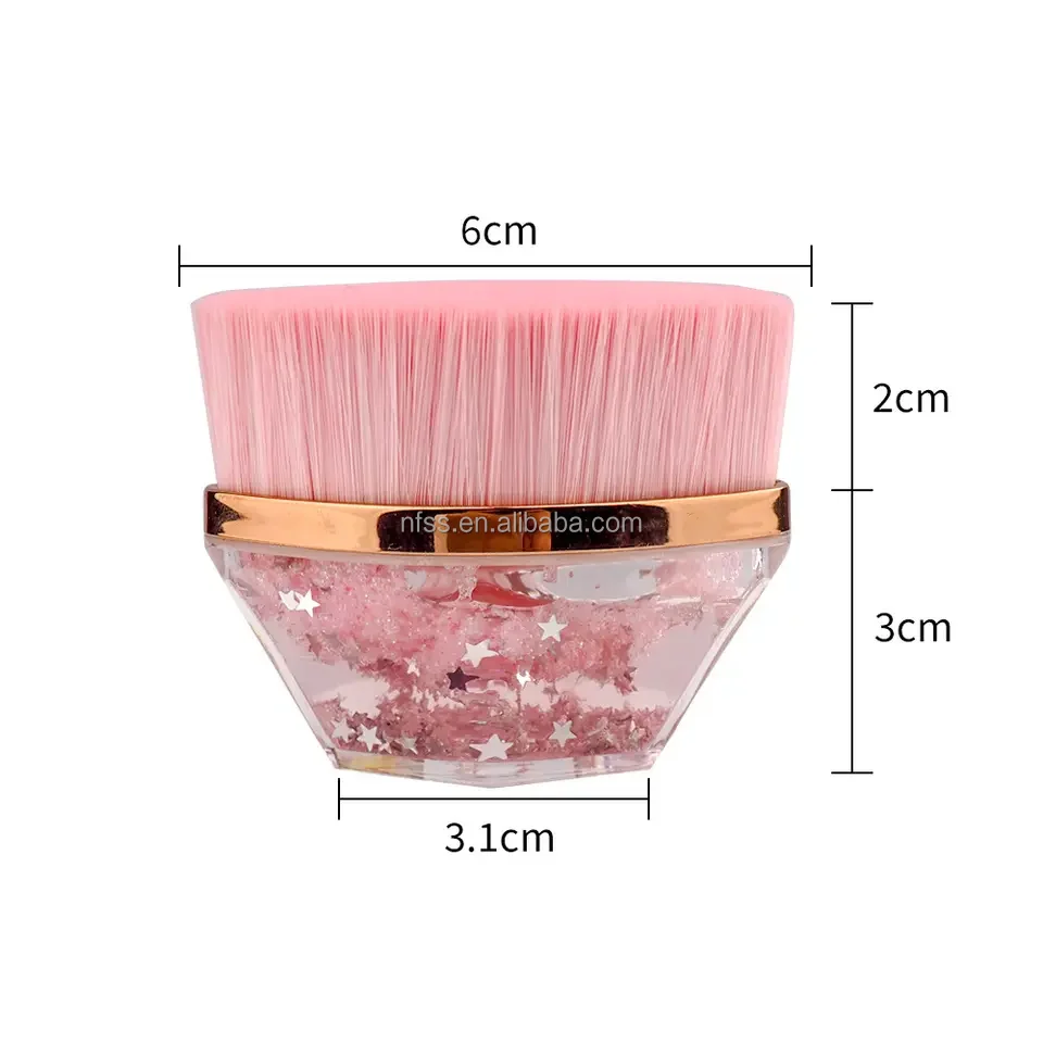  High Quality Synthetic Hair Rhinestone Flat Top Foundation Cosmetic Brush Durable Glitter Floating Hexagon Kabuki Makeup Brush
