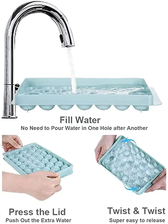 Round ice hockey ice tray mold with cover 33 creative refrigerator ice cube tray box