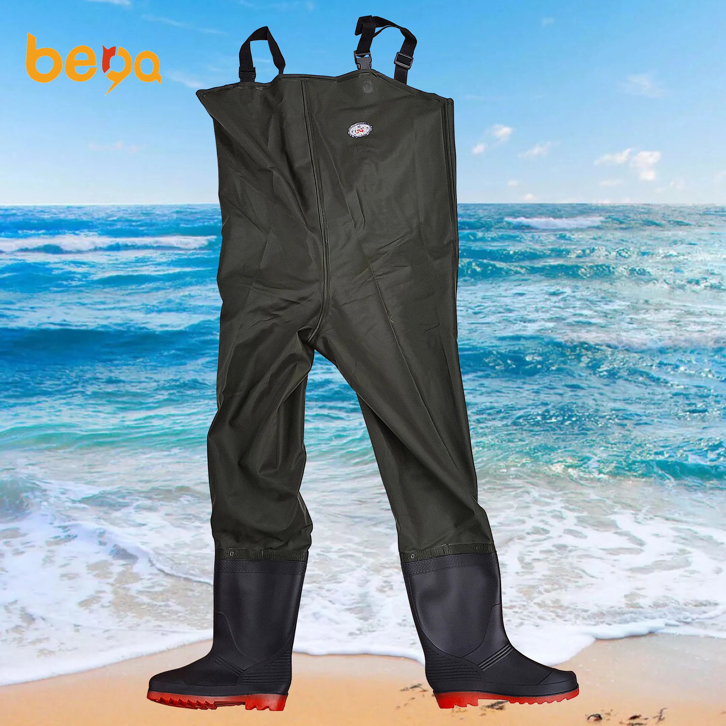 PVC green launching pants fishing pants Fishing spearfish wading wear-resistant non-slip launching pants