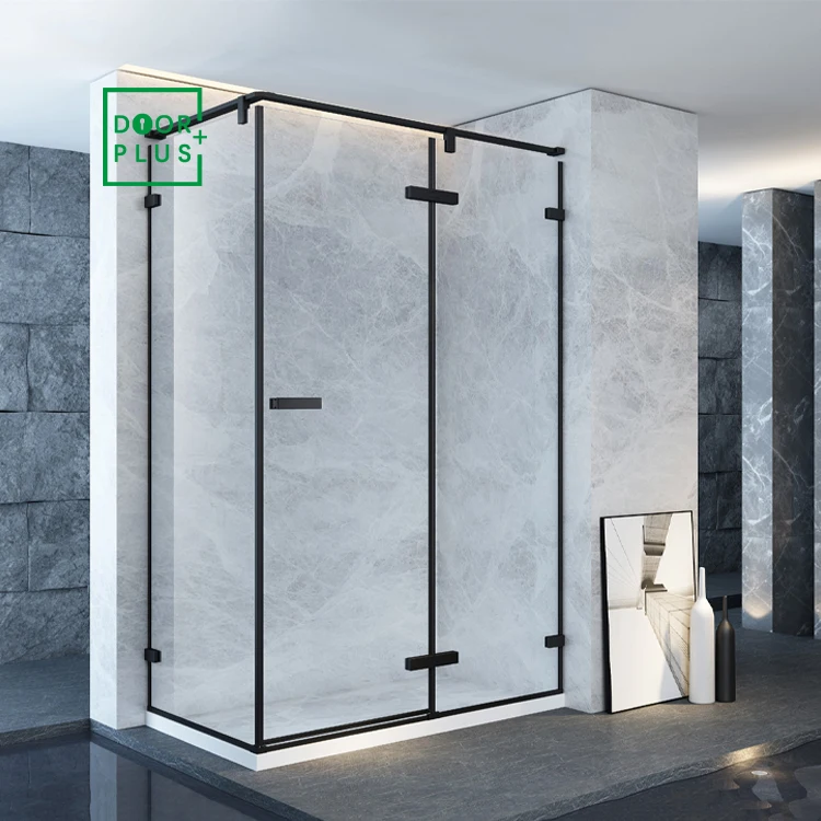 Doorplus Bathroom Design Modern Matte Black Shower Rooms & Accessories Sliding Tempered Glass Shower Room Hinge