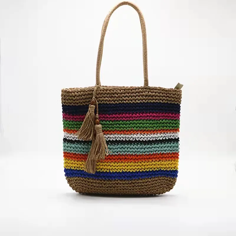 Wholesale Summer Shoulder Style Straw Beach Bag Raffia beach Bag Weave Tote Bag