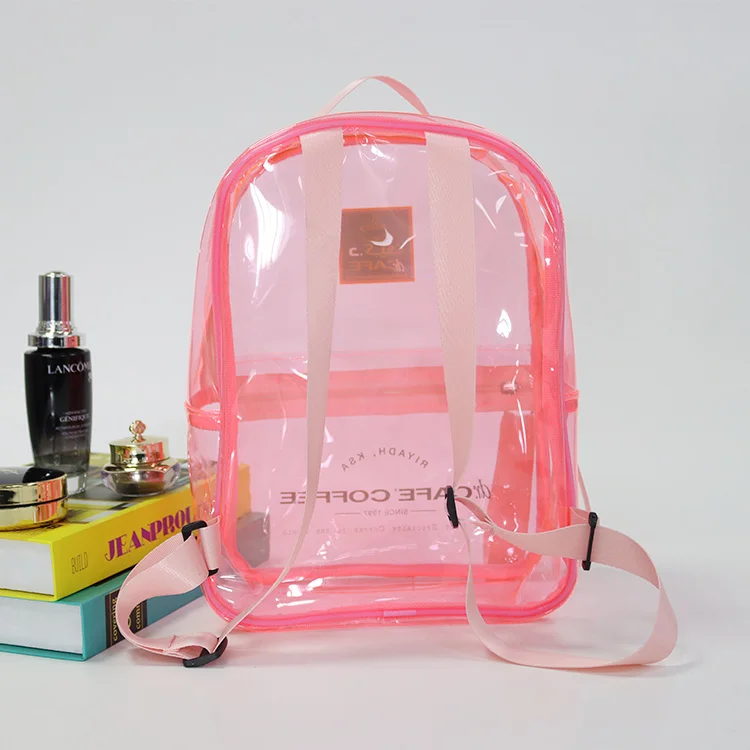 Wholesale Promotional Custom Logo  Pink Transparent Pvc Backpack Cute Girls School Bags