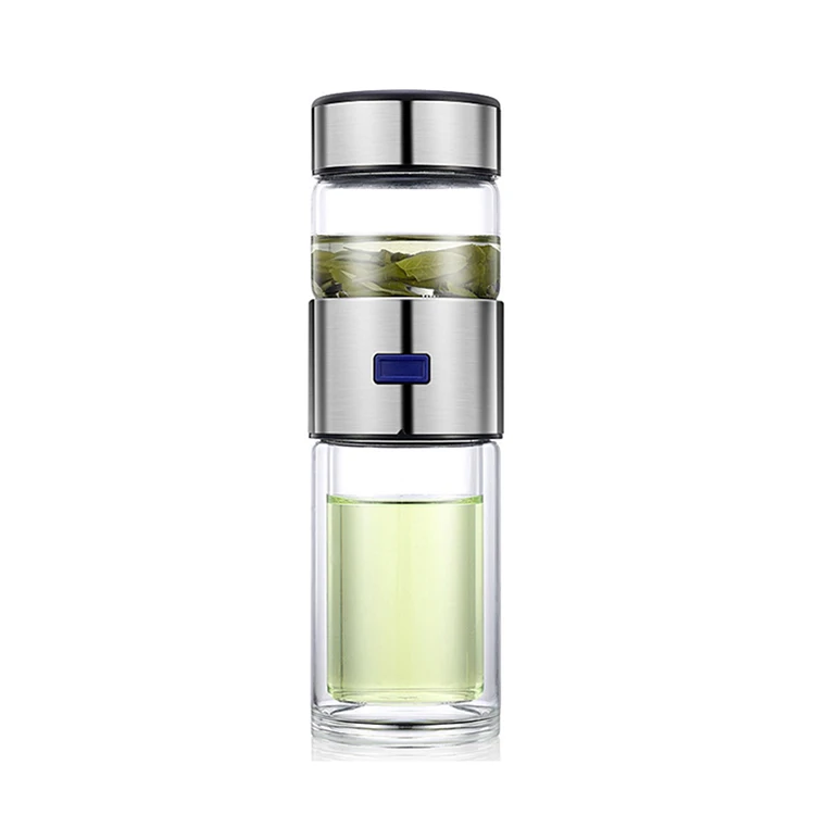 Private Label 400ml Tea Infuser Drinking Glass Water Bottle With Custom Logo