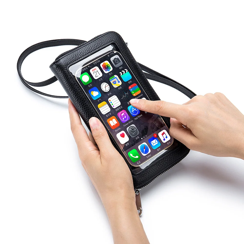 Hot Selling First Layer Genuine Leather Touch Screen Crossbody Bag Women Shoulder Bag