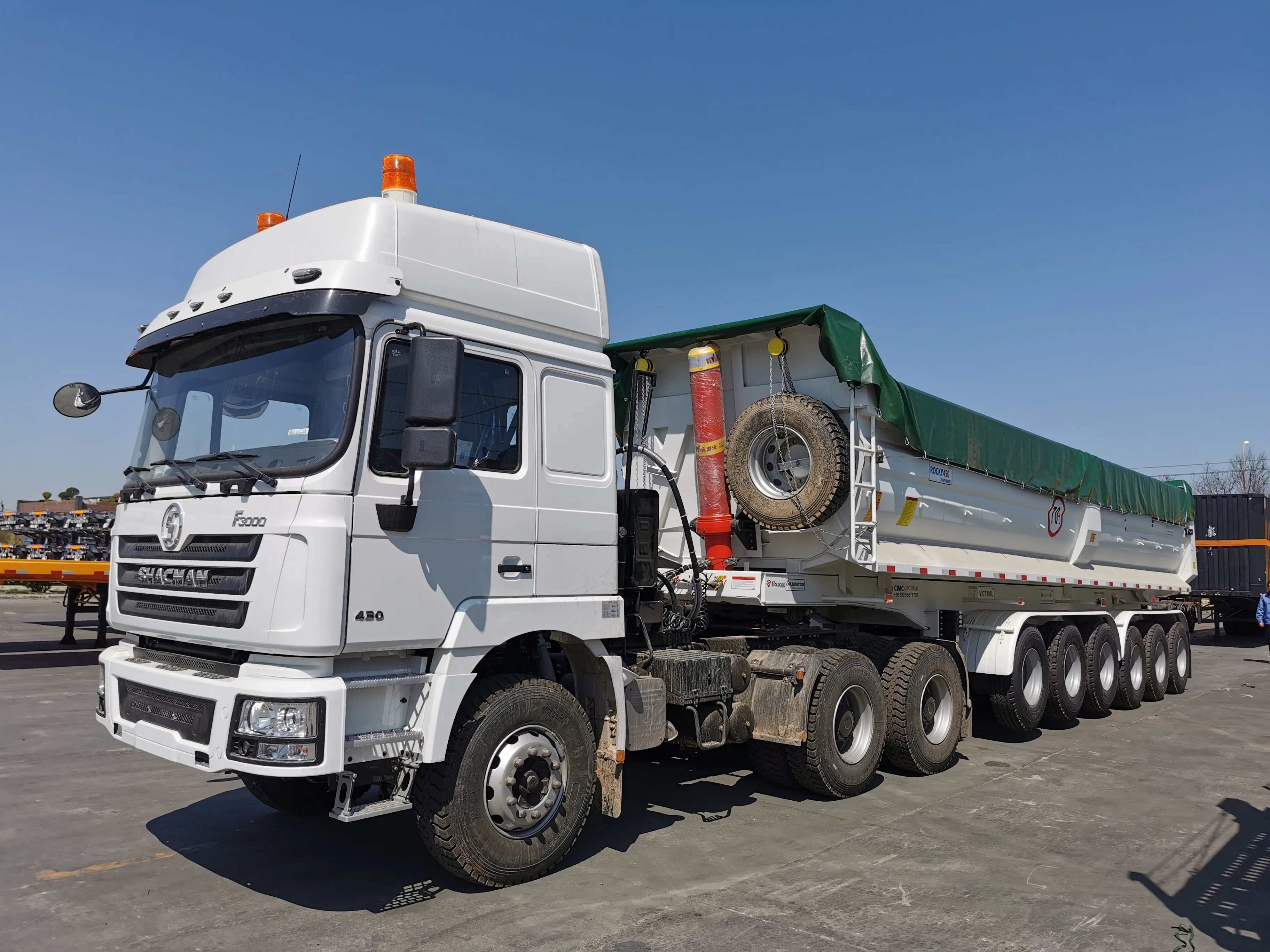 Цилиндр Hyva 6 осей U-типа 45cbm 70 тонн марганцевый камень песок транспорт Опрокидываемый грузовик прицеп