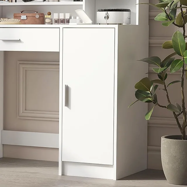 Modern home furniture wooden dressing table makeup designs mirror with drawer set modern white