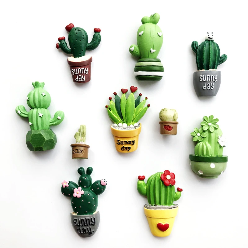 Cactus Green pot plants design resin Refrigerator Magnets Customized 3d fridge magnet
