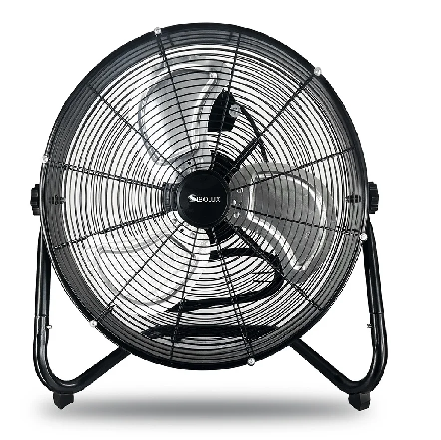 Industrial 3PCS Aluminium Blades High Power Motor And Strong Air Cooling Metal Floor Fan
