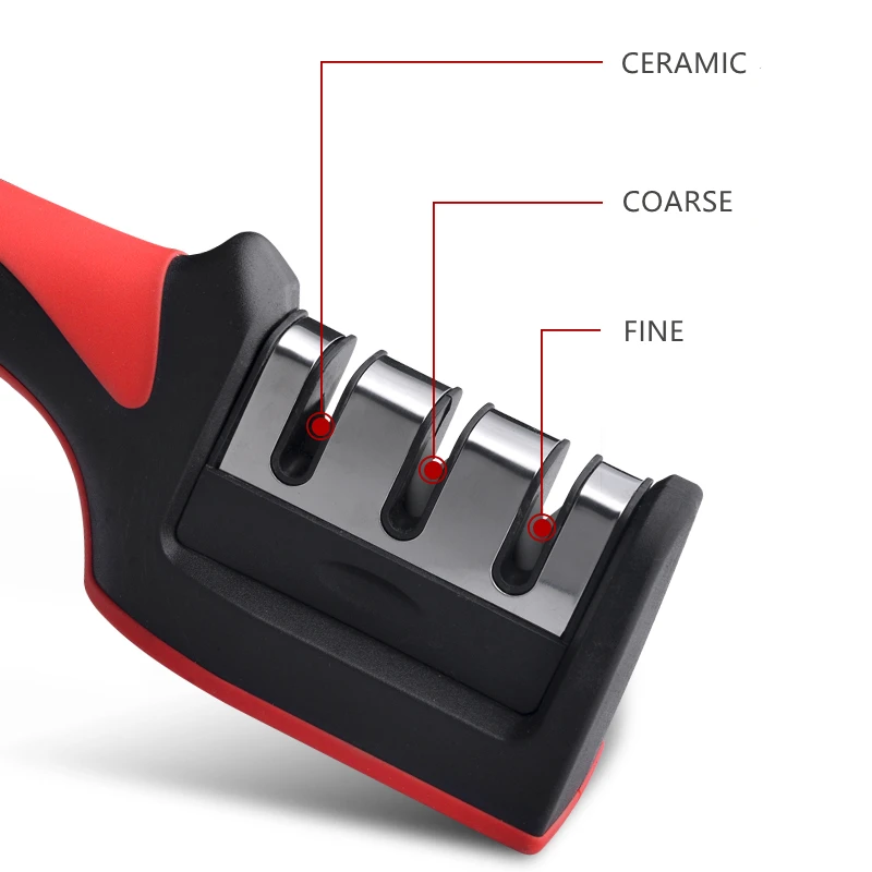 Kitchen Manual Knife Sharpener Black With Red Color Sharpener Professional Sharpener Knives In Kitchen Color Box Packing