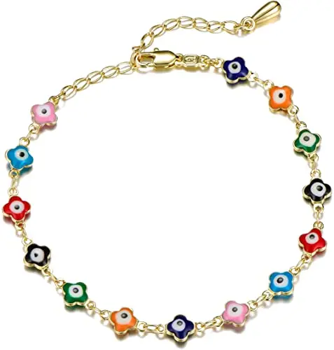 
14K Gold Dainty Zircon Ankle Bracelet for Women Cute Cuban Chain Anklets Foot Jewelry 
