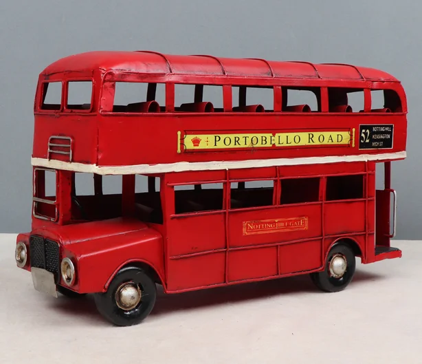 Pink and blue color vintage scale bus model