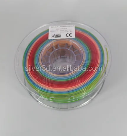 Factory price 3d printer filamemt OEM customized plastic rods Rainbow Silk PLA filament 1.75mm 2.85mm 3mm 1kg