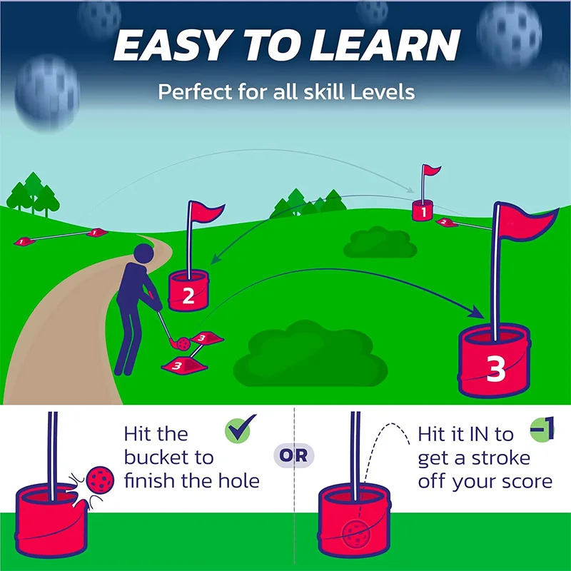 Portable 3 Hole Golf Course Play Bucket Golf Game for Family Outdoor Lawn Yard Park The Ultimate Backyard Golf Game Set