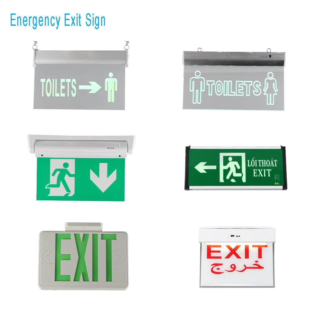 Factory Price High Quality Emergency Exit Sign Wall Mounted Emergency Security Led Light Sign Ni-cd 80 3 Hour Bat Sonoff CE ROHS