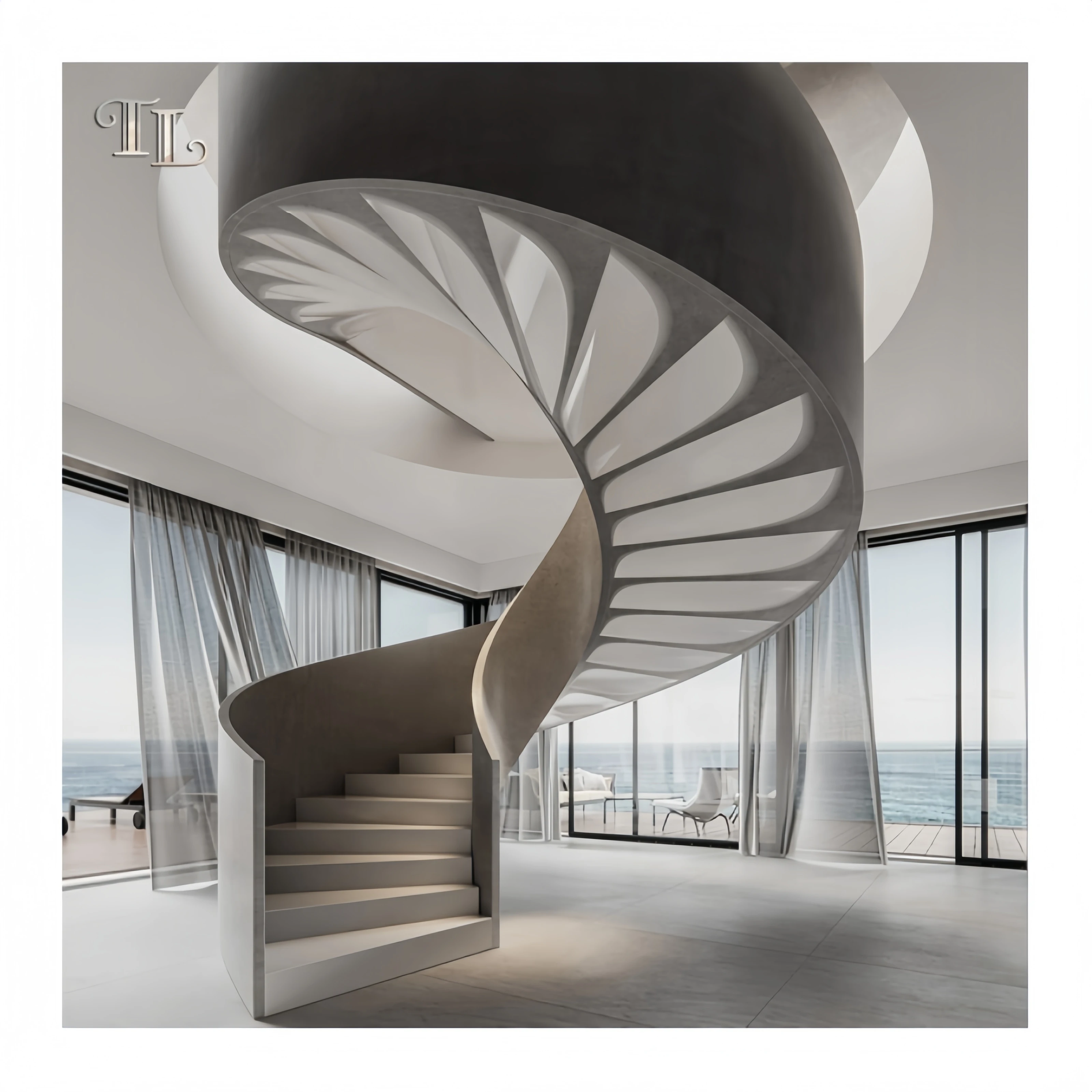 Indoor iron luxury stairs modern spiral staircase wrought iron design staircase