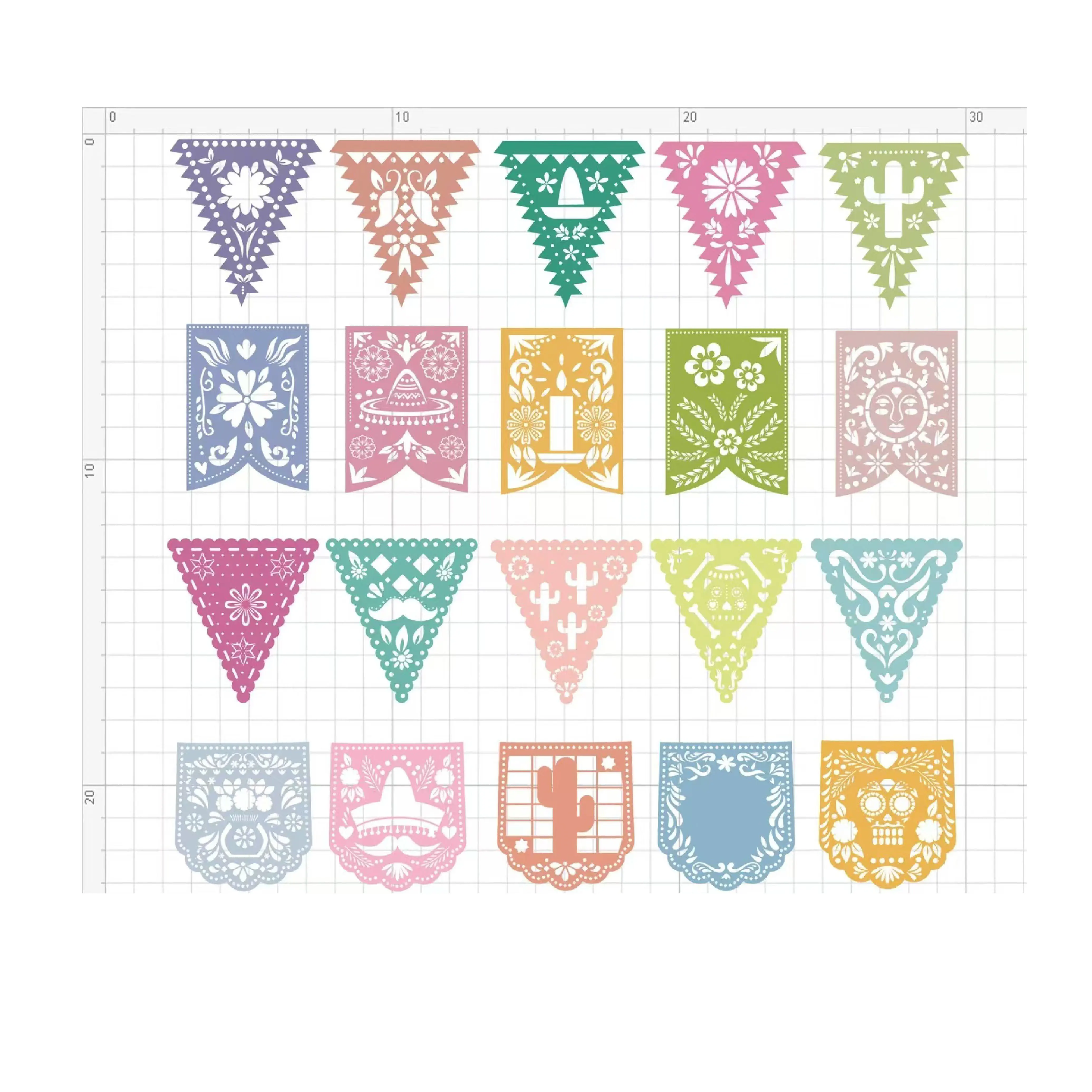 Papel Picado рамка SVG мексиканские фразы максиканский баннер для вечеринки Viva México Cricut Joy силуэт фиеста овсянка войлочный материал
