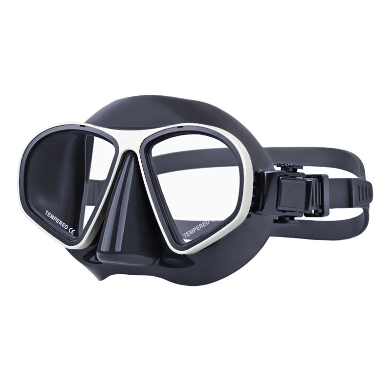 Aloma High Quality Diving Goggles Aluminium Alloy and Silicone Tempered Glass Lens Low Volume Freediving Mask