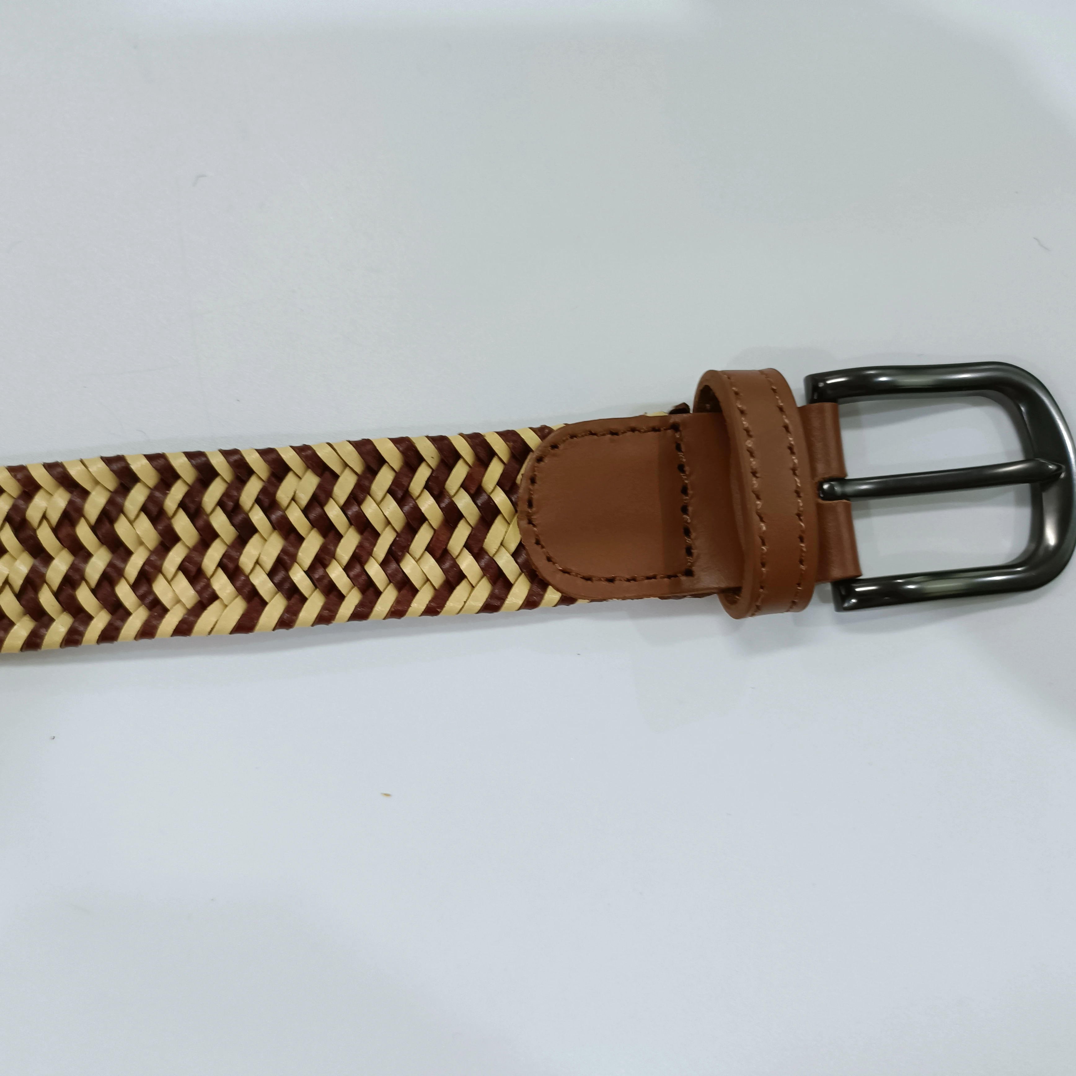 Factory Hot Sale Custom Woven Man Women Elastic Adjustable Bonded Leather Belts with split leather