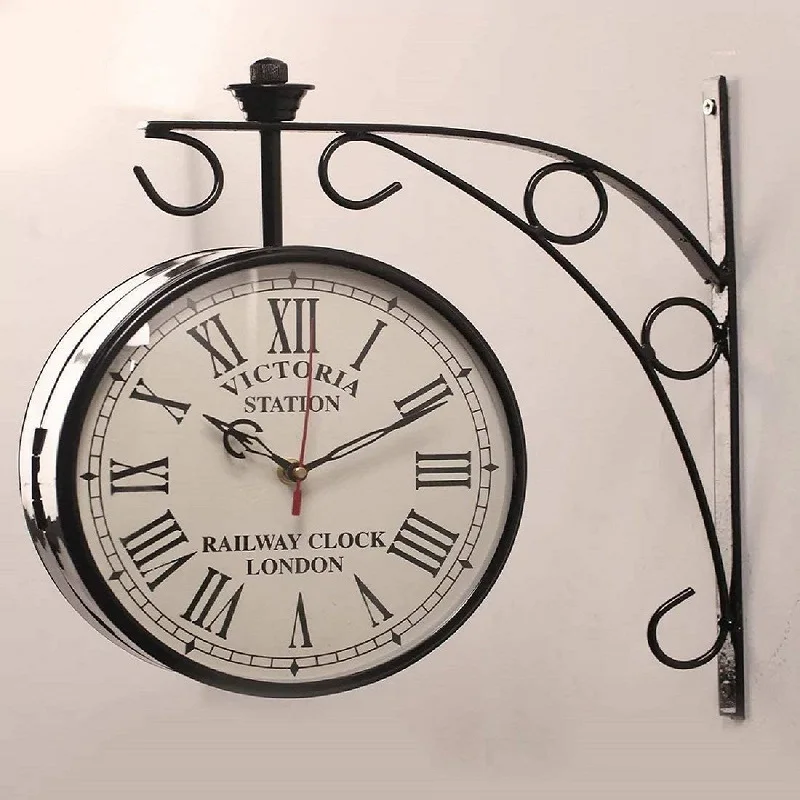 Antique Wall Clock Station Clock Retro Double Sided Wall Clock