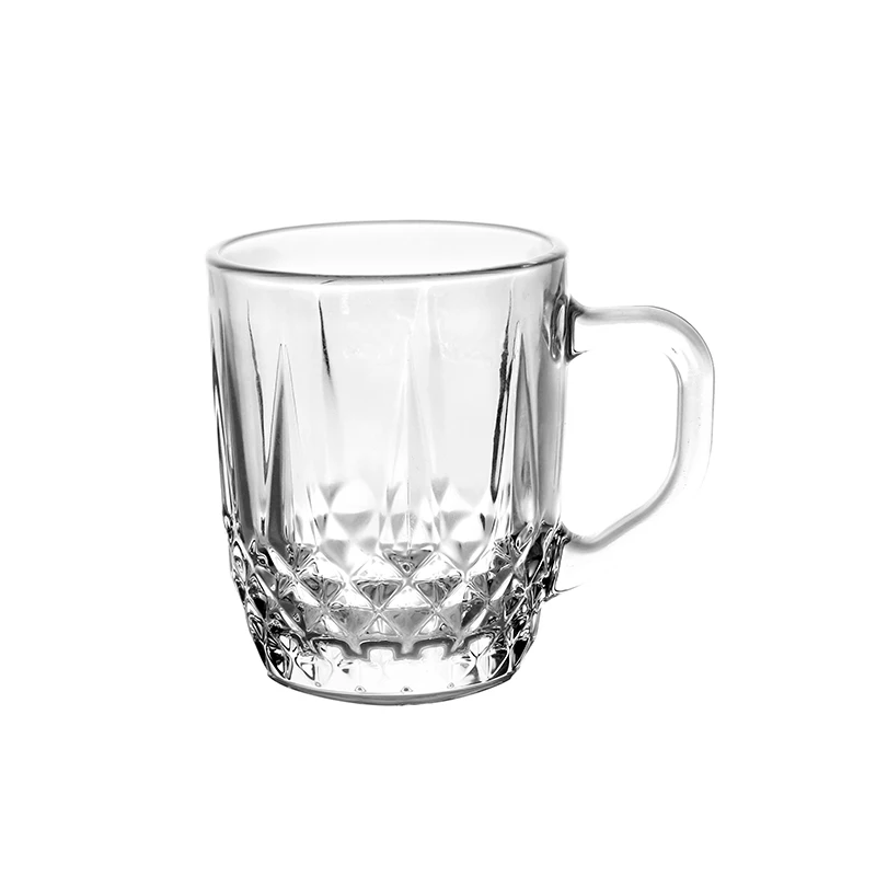Large Plain Handle Drinking Glass Mug for Coffee & Tea