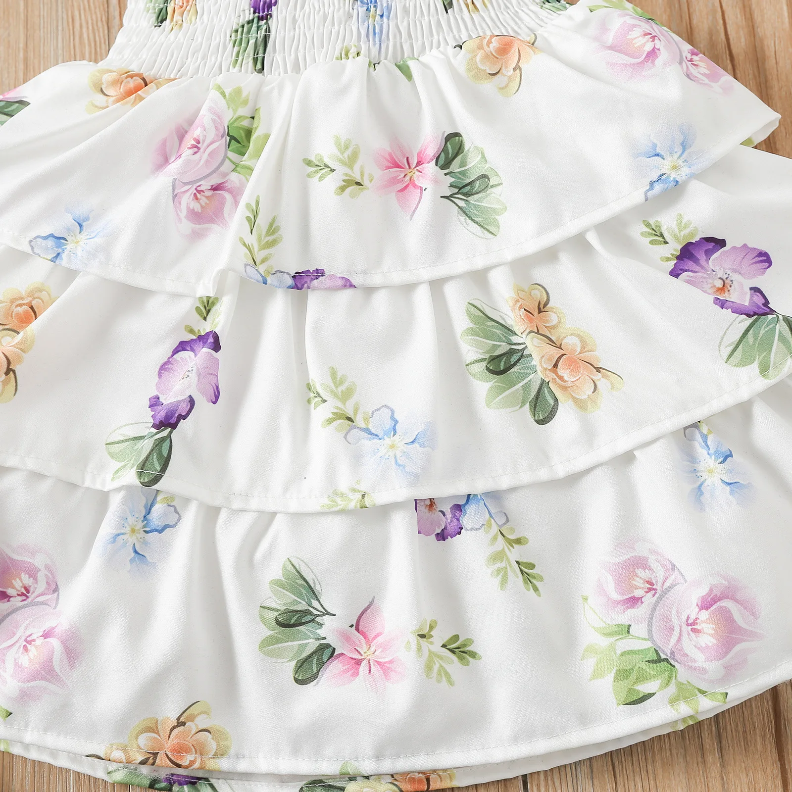 Summer Children Girls Vintage Hanfu Sleeveless Floral Print Princess Dresses Clothing New Year Hanfu Dress Kid Beach Dress