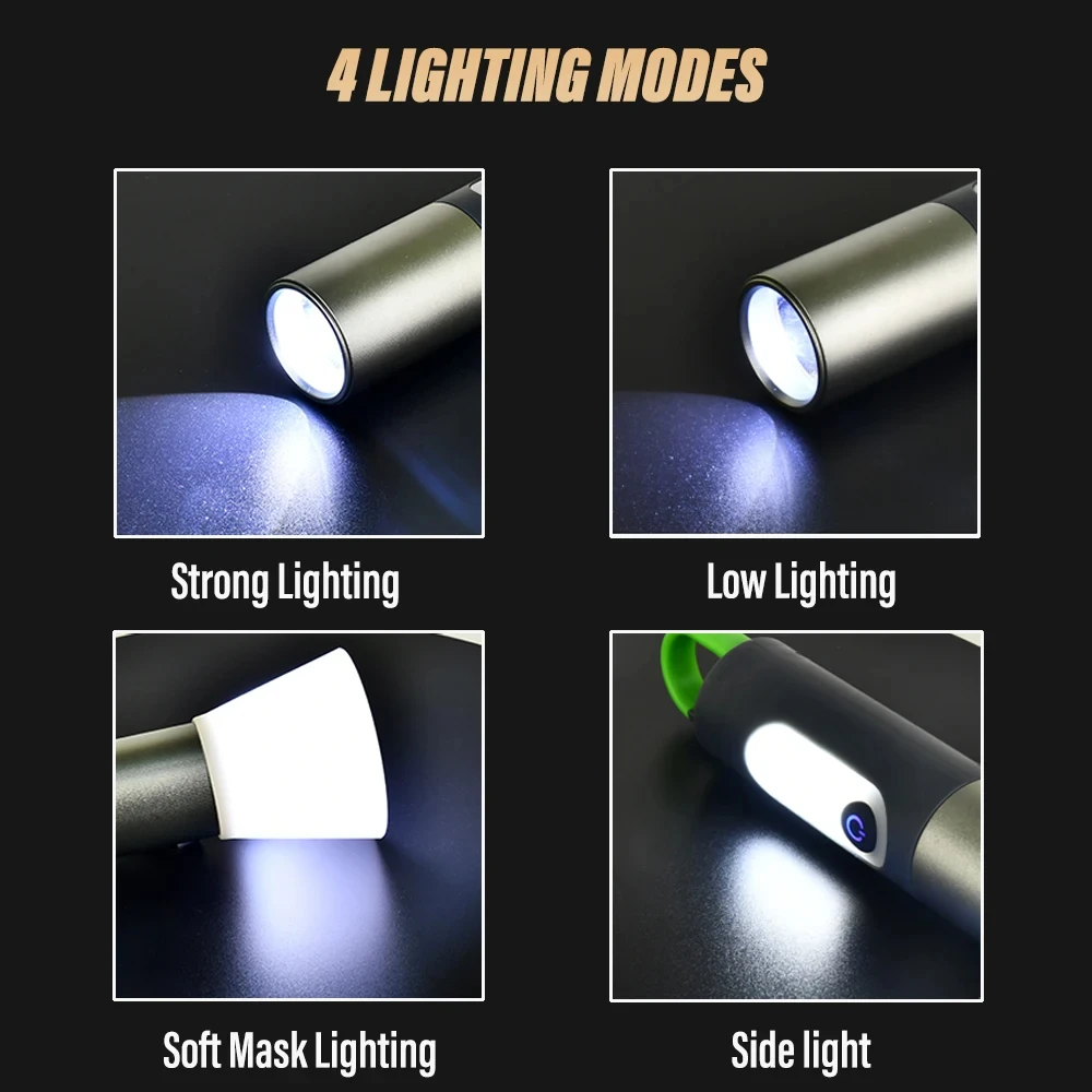 Multi-functional 15W P50 LED Tactical Flashlight USB-C Rechargeable White Laser Torch Light Zoomable Lantern for Emergency