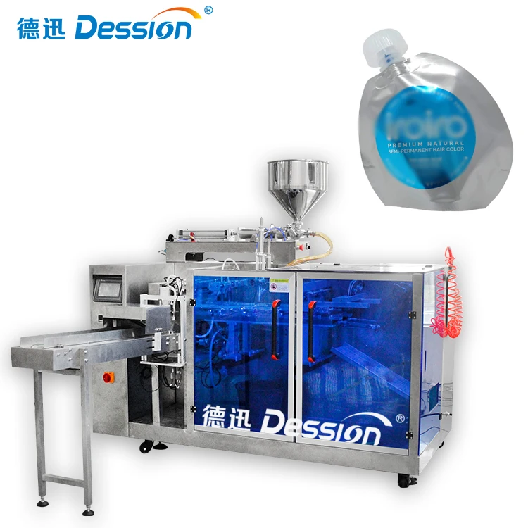 Automatic hair dye pouch filling machine shampoo doypack stand up pouch zipper premade bag packing sealing machinery