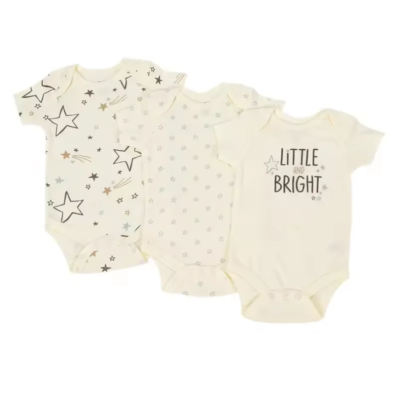 Newborn Baby Clothes Designs Infants Baby Rompers Print Soft Cotton Short Sleeve