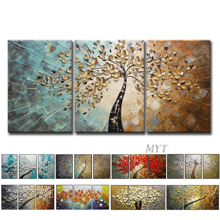 Современные абстрактные Масляные картины, 3 панели, холст, 3D толстые цветы, настенные картины