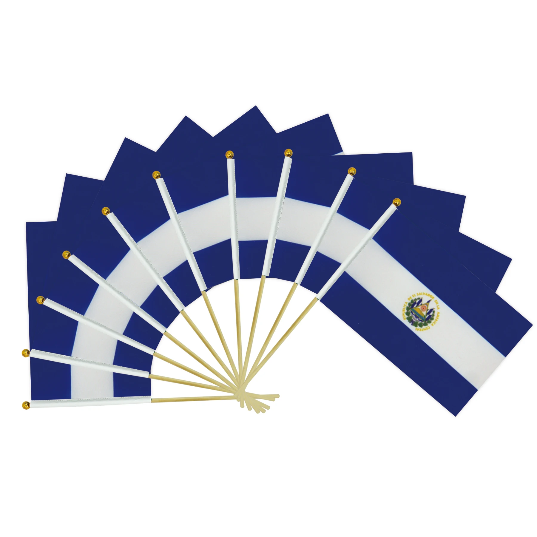 Wholesale Hot Sale Global Countries 14*21cm  Salvador Hand Waving Flag With Wooden Rod