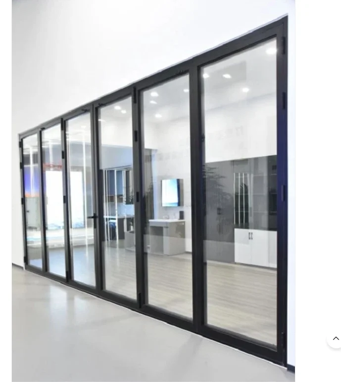 Soundproof House Exterior Bi fold Patio Doors Aluminum Powder Coated Glass Folding Door