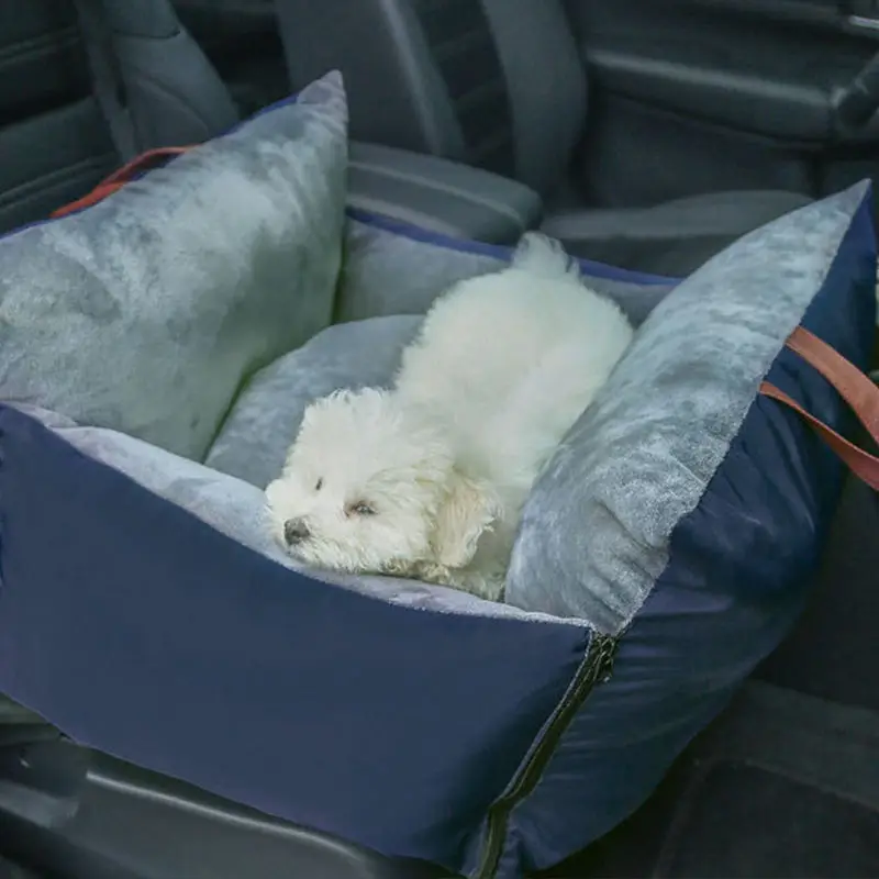 Dog Car Booster Seat travel and outdoor pet bed Car Seat Removable Pillow & Safety Belt Washable Pet sofa bed