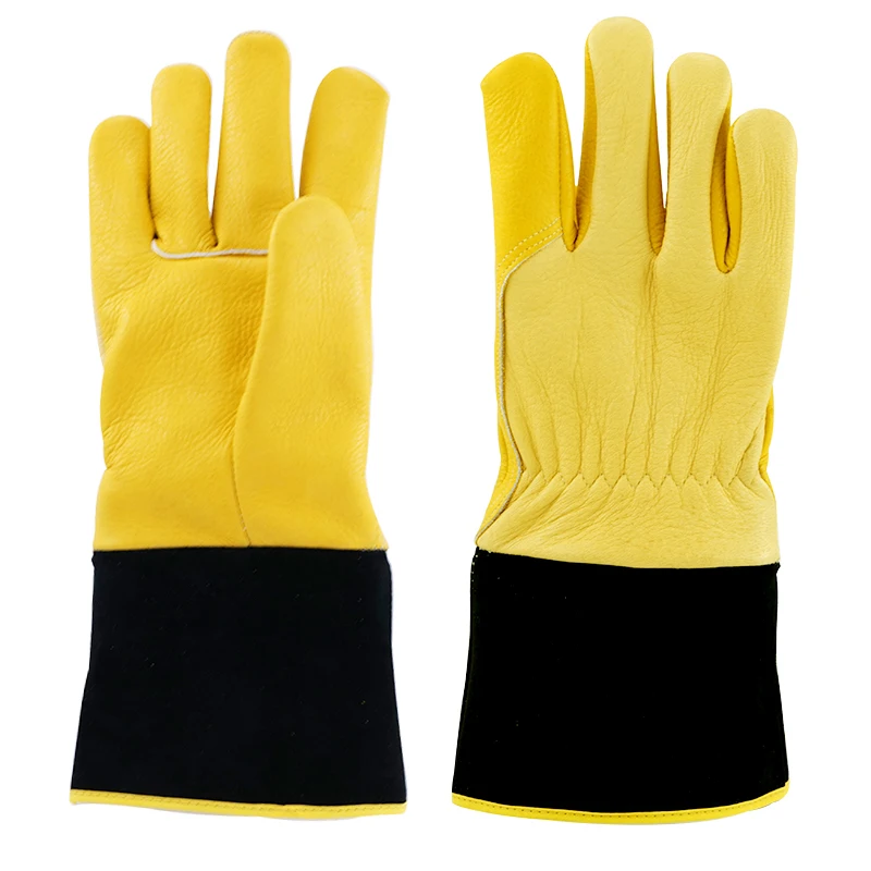 Heat proof gloves Oven grill fireplace pot holder Heat proof argon Mig Tig leather welding gloves