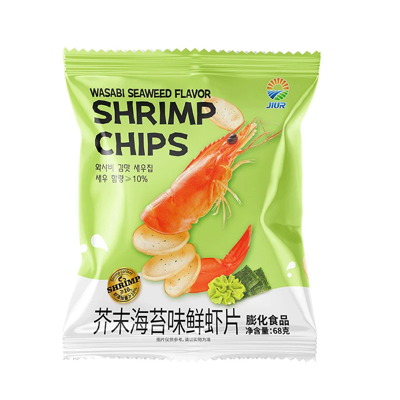 JIUR новый вкус оригинальные чипсы из креветок экзотические готовые к употреблению закуски для продажи